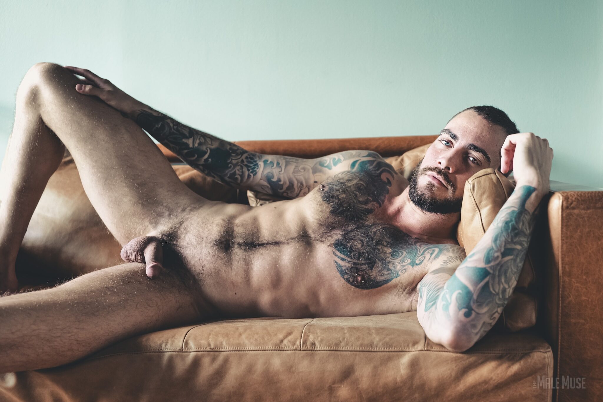 Hairy Muscle Hunk With Piercing blue eyes Marc From The Male Muse