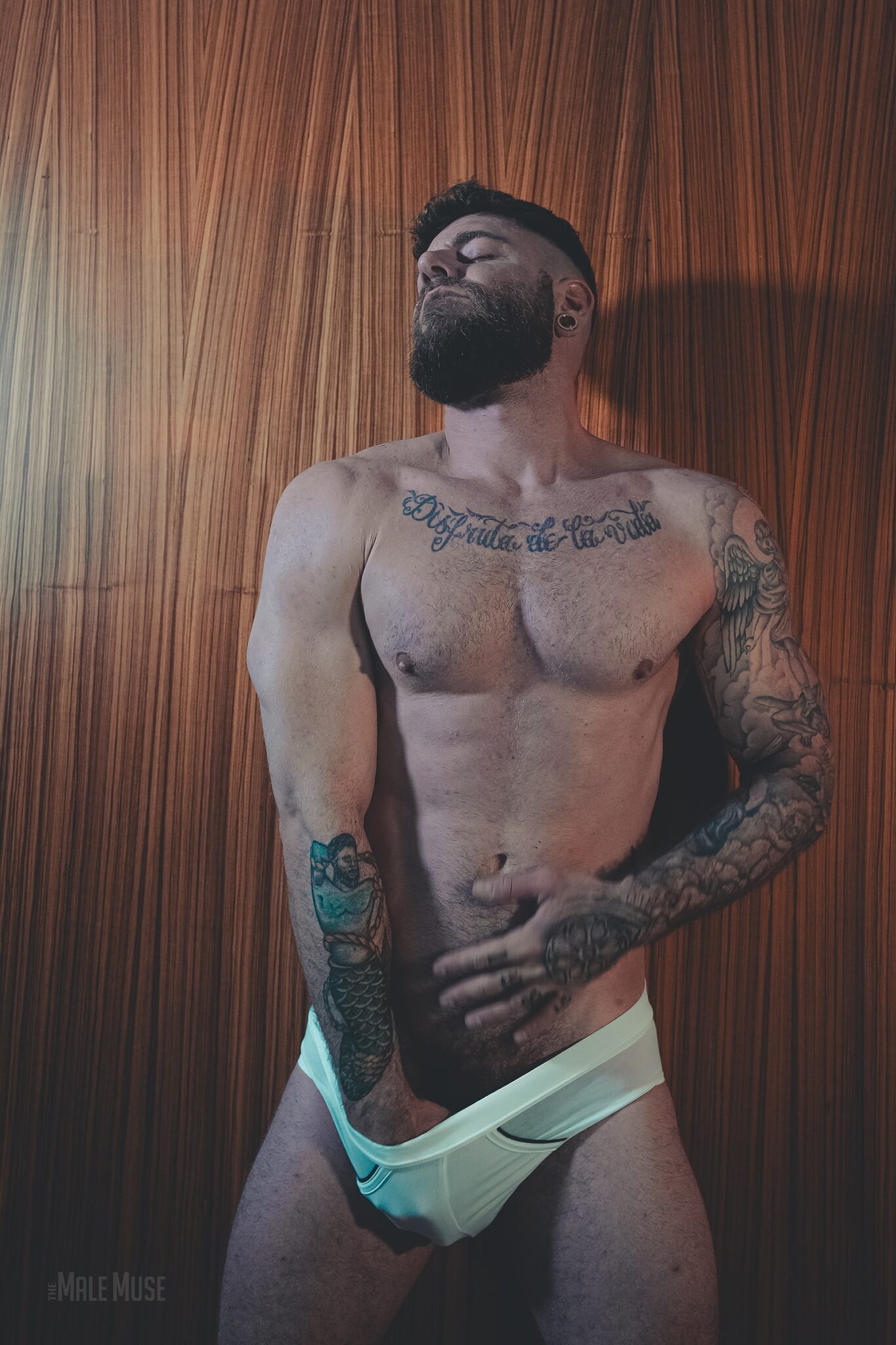 Rico Vega handsome muscle bearded tattooed hunk from the male muse themalemuse