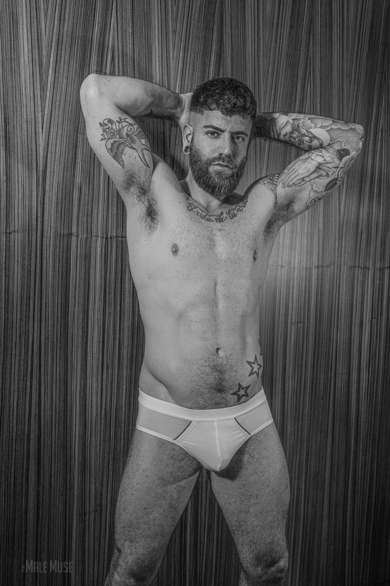 Rico Vega handsome muscle bearded tattooed hunk from the male muse themalemuse